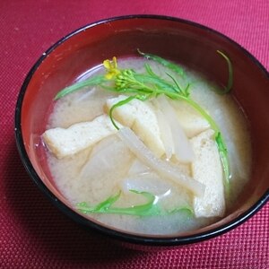 大根と水菜と油揚げのお味噌汁